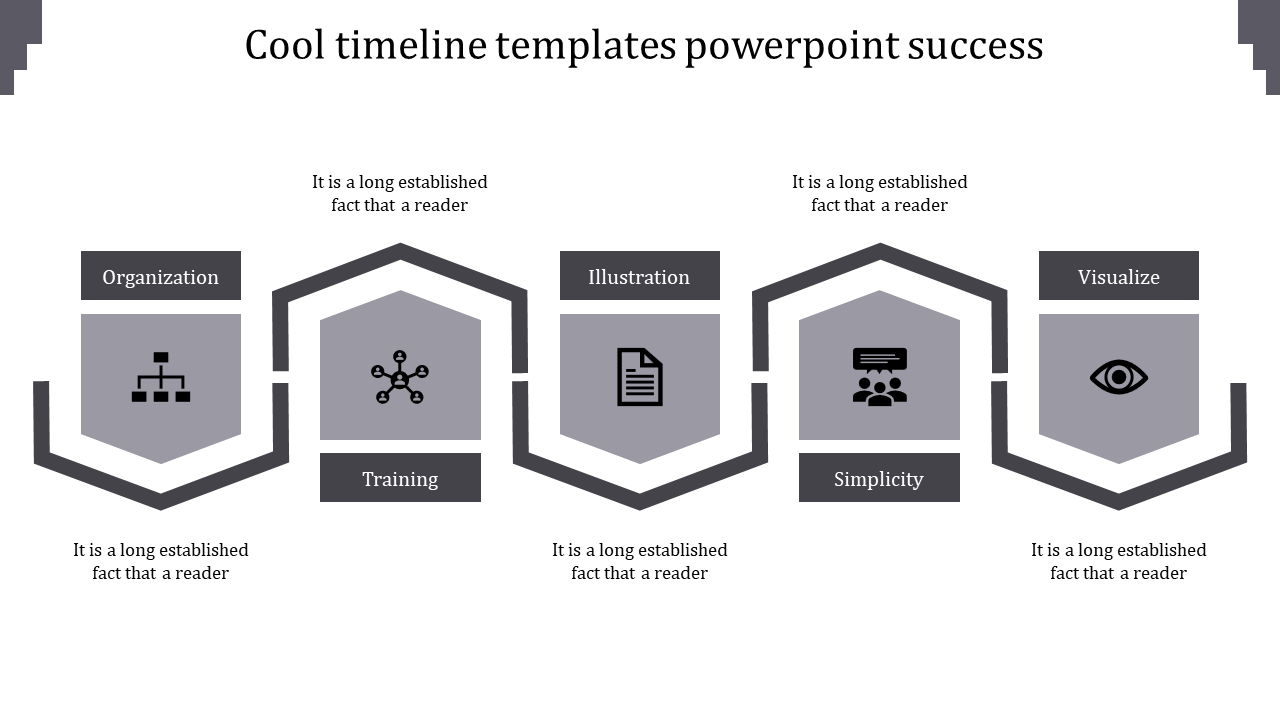 Fantastic Cool Timeline Templates PowerPoint with Five Nodes